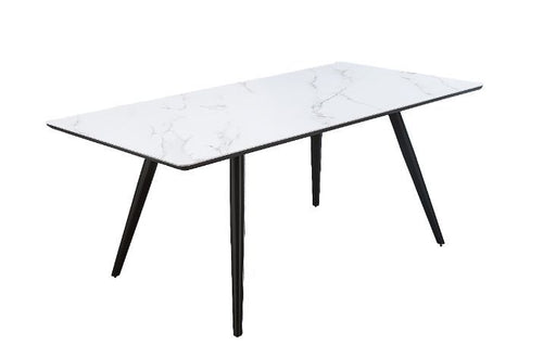 Caspian - Dining Table - White Printed Faux Marble & Black Finish Unique Piece Furniture