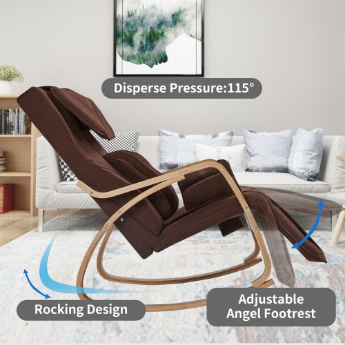 Full Massage Function - Air Pressure - Comfortable Relax Rocking Chair, Lounge Chair Relax Chair With Cotton - Fabric - Brown