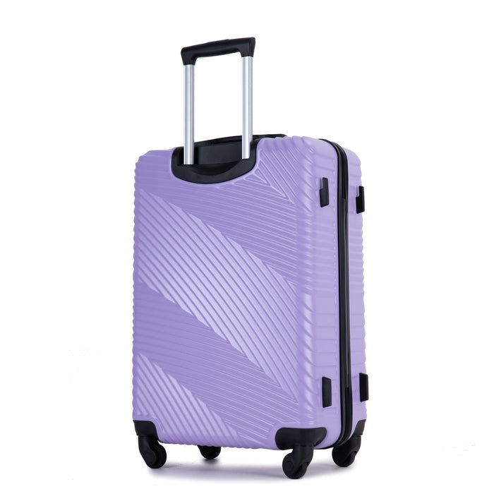 3 Piece Luggage Sets Pc+Abs Lightweight Suitcase With Two Hooks, Spinner Wheels, (20/24/28) Light Purple