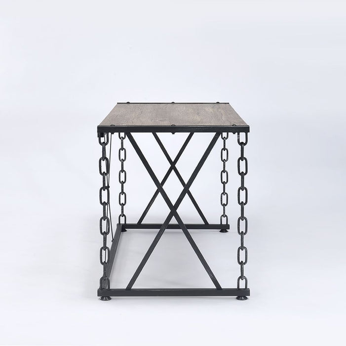 Jodie - Console Table - Rustic Oak & Antique Black Finish Unique Piece Furniture