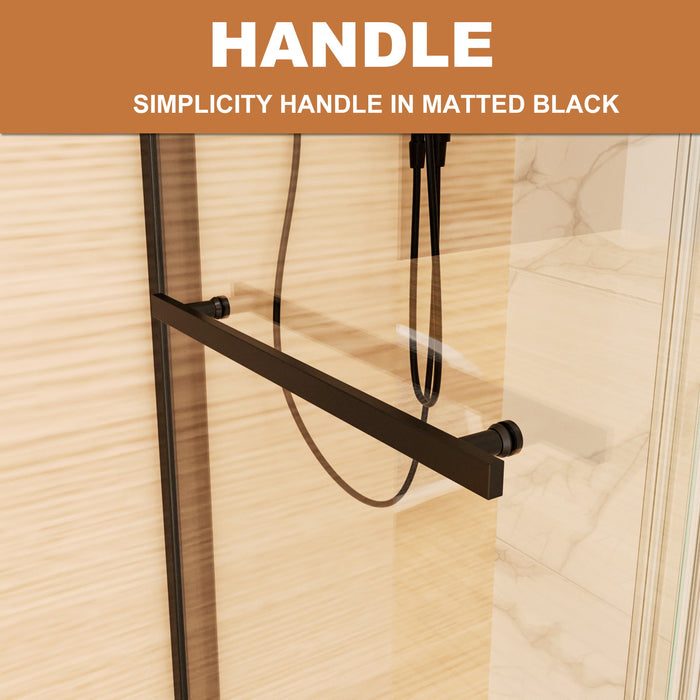 60 Inch X 74 Inch Shower Door In Matte Black With 5/16 Inch (8 Mm) Clear Glass