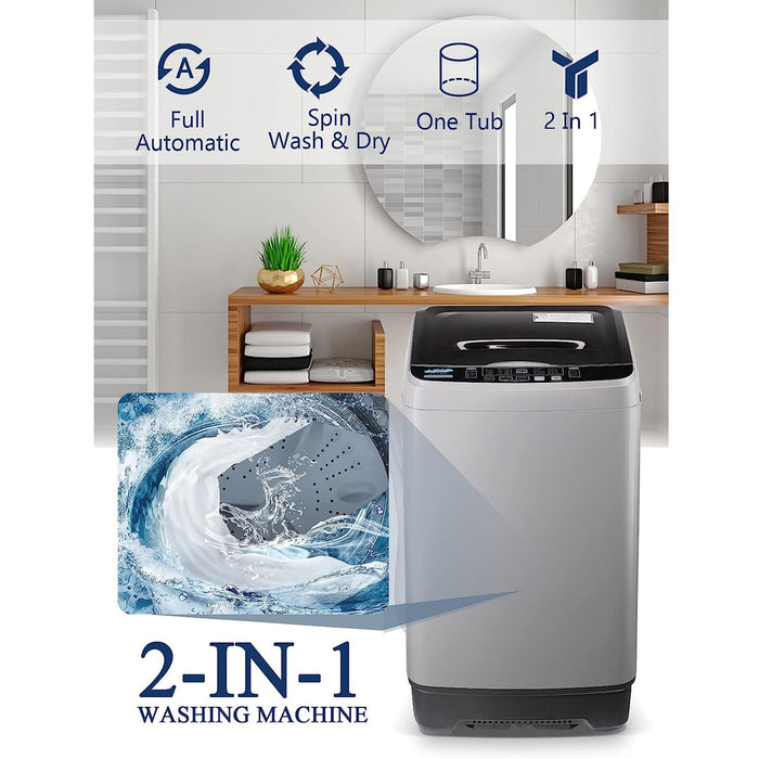 Full - Automatic Washing Machine With Led Display, 17.7 Lbs Portable Compact Laundry Washer With Drain Pump, 10 Wash Programs 8 Water Levels, Gray Ban On Amazon
