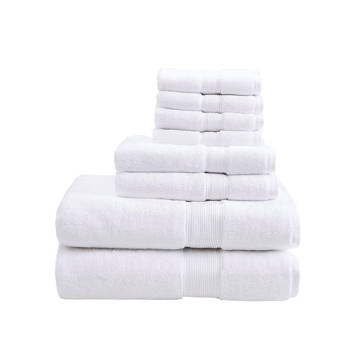 100% Cotton 8 Piece Antimicrobial Towel Set - White
