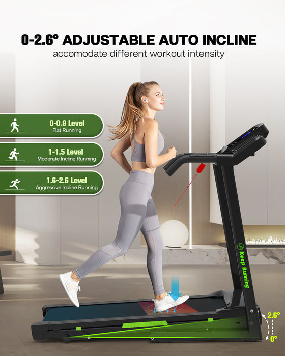 Foldable Treadmill With Incline, Folding Treadmill For Home, Handrail Controls Speed, Pulse Monitor