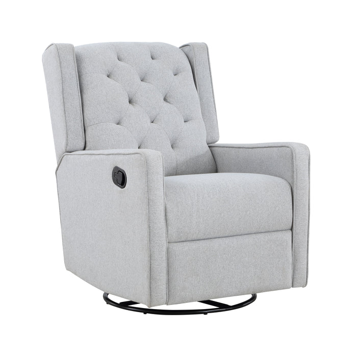 Milah Gliding Swivel Recliner Tufted Brushed Tweed Fabric
