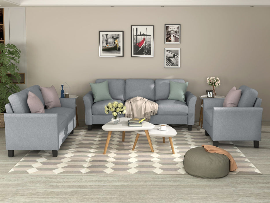Living Room Sets Furniture Armrest Sofa Single Chair Sofa Loveseat Chair 3 Seat Sofa (Chairloveseat Chair&3 Seat Sofa, Gray)