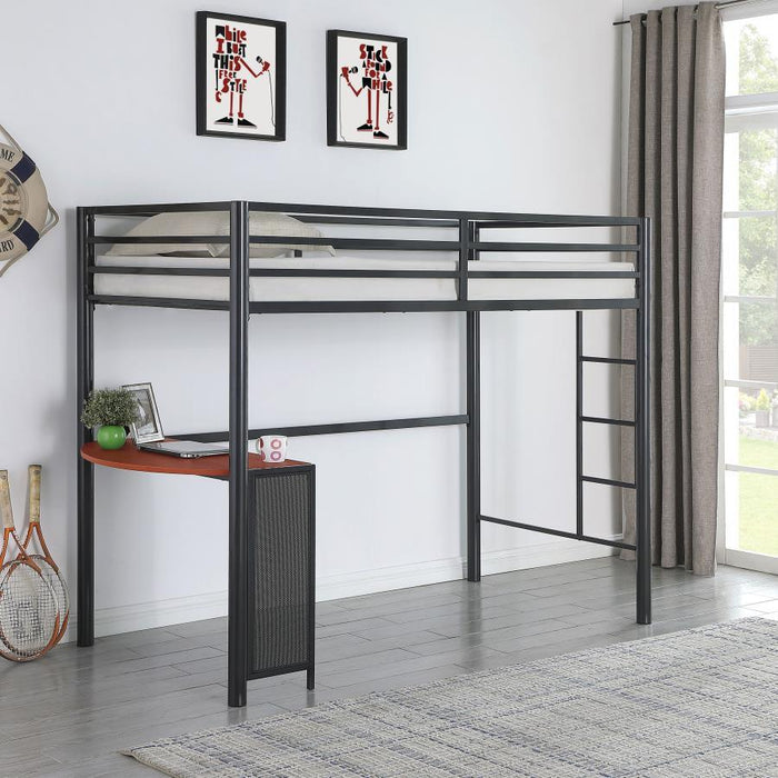 Fisher - Twin Workstation Loft Bed - Gunmetal Unique Piece Furniture