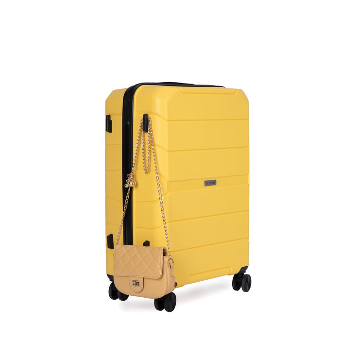 Hardshell Suitcase Spinner Wheels Pp Luggage Sets Lightweight Durable Suitcase With Tsa Lock, 3 Piece Set (20 / 24 / 28), Yellow