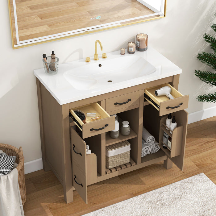 Bathroom Vanity With Undermount Sink, Modern Bathroom Storage Cabinet With 2 Drawers And 2 Cabinets, Solid Wood Frame Bathroom Cabinet - Wood