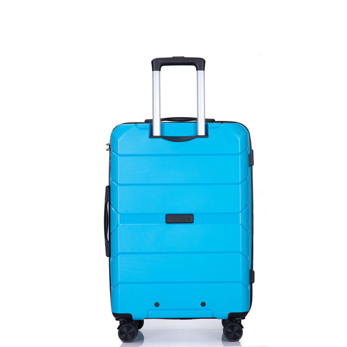 Hardshell Suitcase Spinner Wheels Pp Luggage Sets Lightweight Suitcase With Tsa Lock, 3 Piece Set (20 / 24 / 28), Light Blue