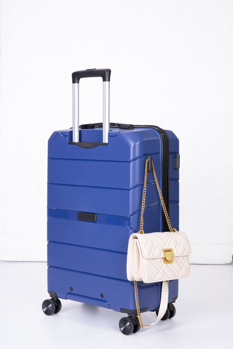 Hardshell Suitcase Spinner Wheels Pp Luggage Sets Lightweight Suitcase With Tsa Lock, 3 Piece Set (20 / 24 / 28), Navy
