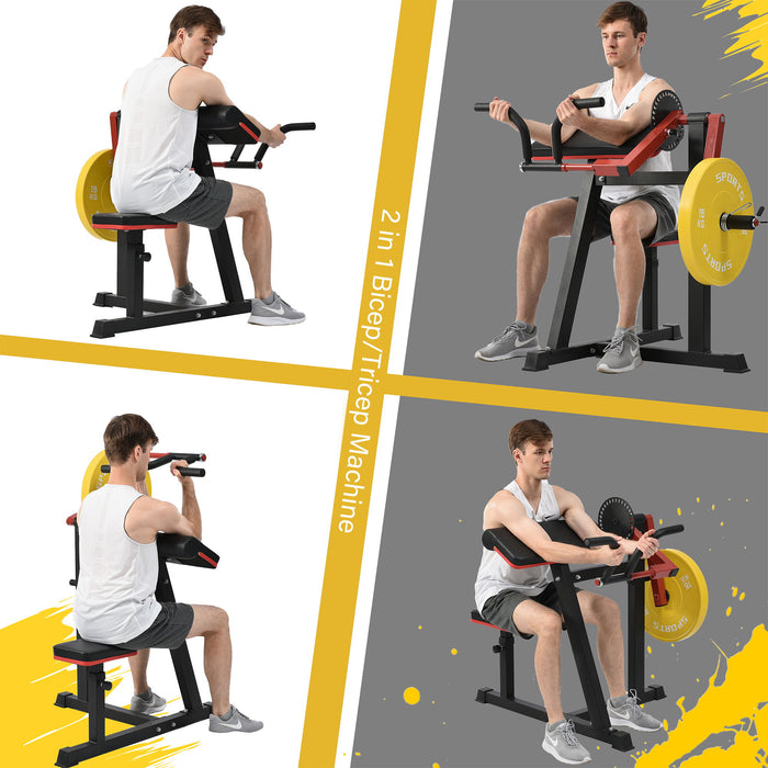 Bicep Tricep Curl Machine With Adjustable Seat, Bicep Curls And Tricep Extension Machine Home Gym
