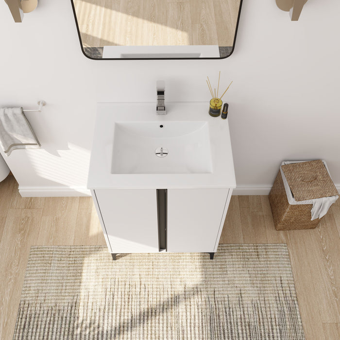 24" Freestanding Bathroom Vanity With Ceramic Sink