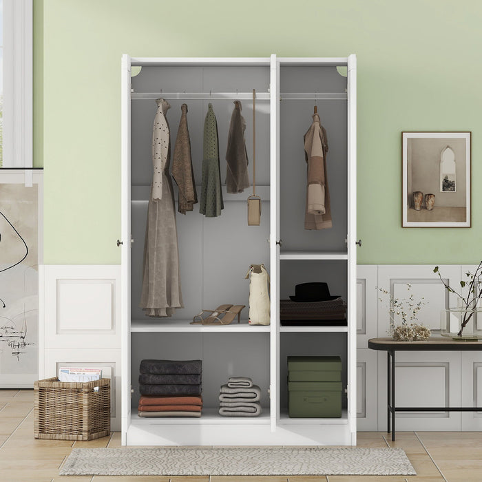 3-Door Shutter Wardrobe With Shelves - White