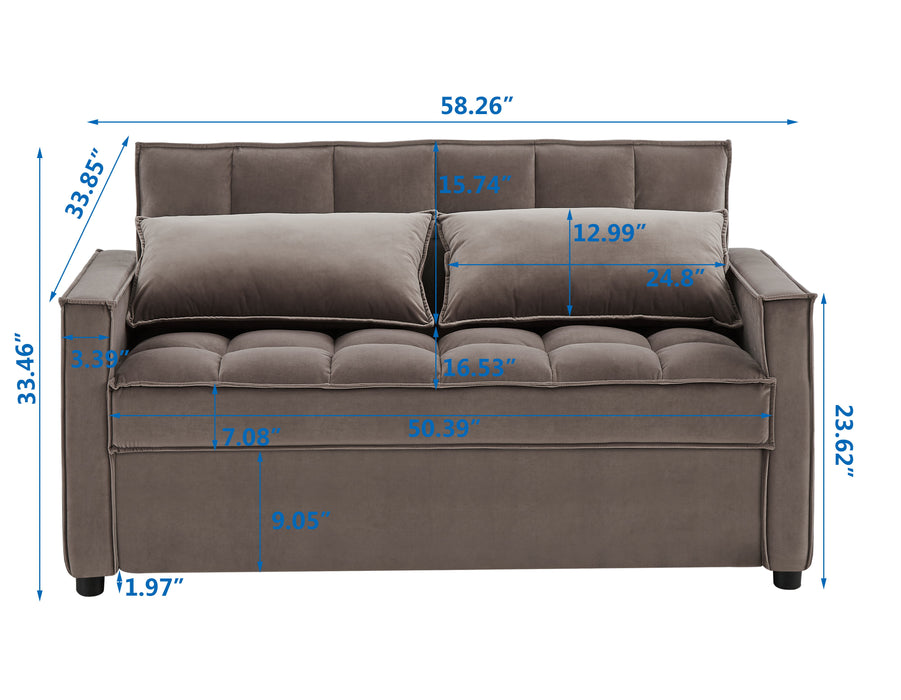 2061 - Brown Two Person Sofa Bed
