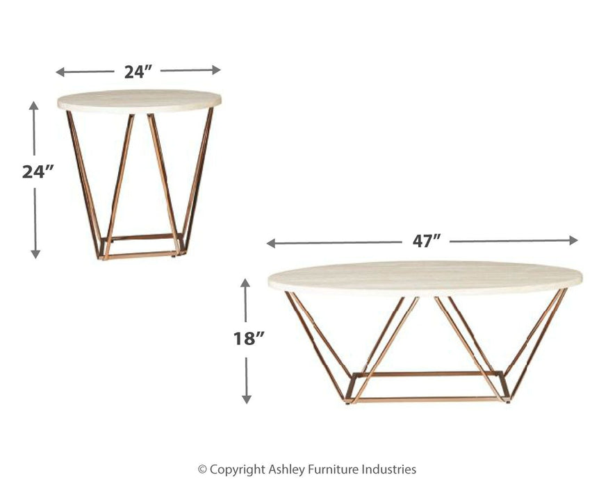 Tarica - White / Metallic - Occasional Table Set (Set of 3) Unique Piece Furniture