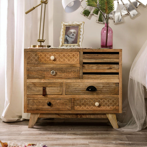 Blanchefleur - 9 Drawers Chest - Weathered Light Natural Tone - Wood Unique Piece Furniture