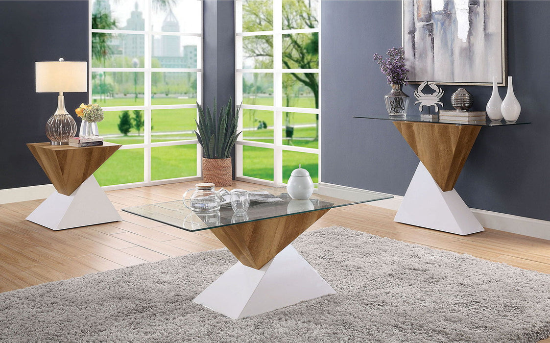 Bima - Sofa Table - White / Natural Tone Unique Piece Furniture