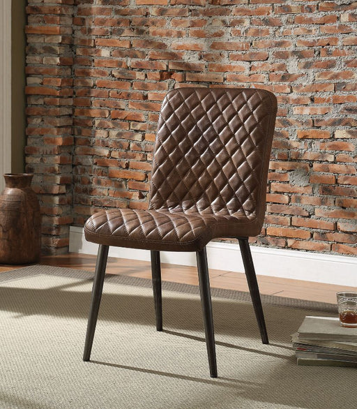 Millerton - Side Chair (Set of 2) - Vintage Chocolate Top Grain Leather & Antique Black Unique Piece Furniture