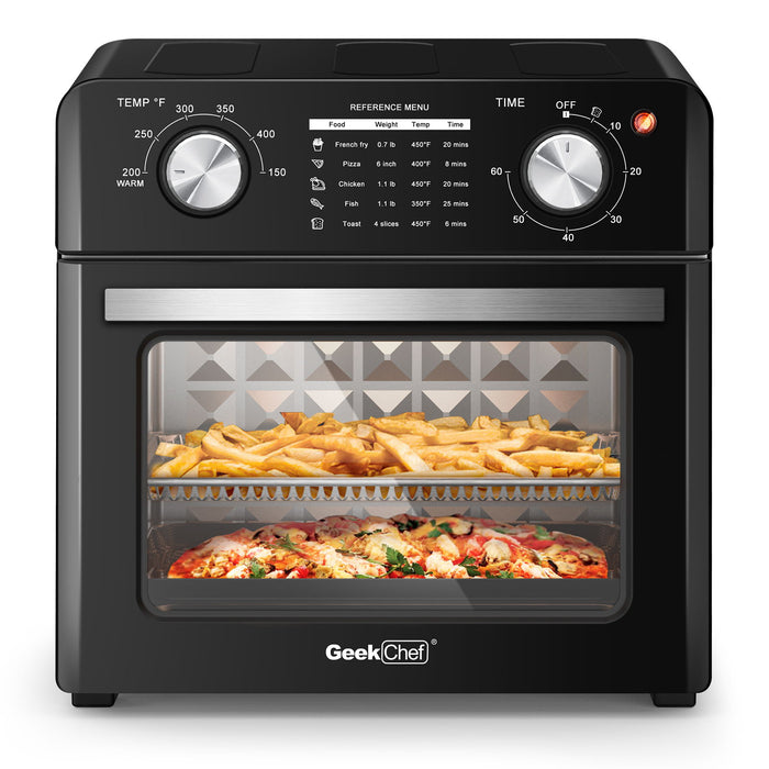 Geek Chef Air Fryer 10Qt, Countertop Toaster Oven, 4 Slice Toaster Air Fryer Oven Warm, Broil, Toast, Bake, Air Fry, Oil - Free, Black Stainless Steel, Perfect For Countertop
