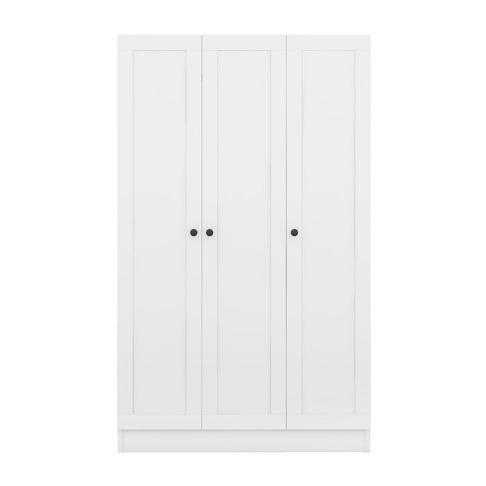 3-Door Shutter Wardrobe With Shelves - White