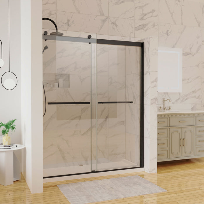60 Inch X 74 Inch Shower Door In Matte Black With 5/16 Inch (8 Mm) Clear Glass