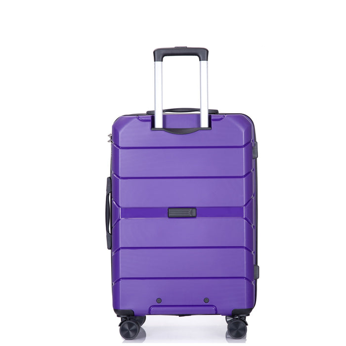 Hardshell Suitcase Spinner Wheels Pp Luggage Sets Lightweight Durable Suitcase With Tsa Lock, 3 Piece Set (20 / 24 / 28), Purple