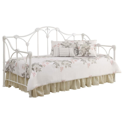 Halladay - Twin Metal Daybed With Floral Frame - White Unique Piece Furniture