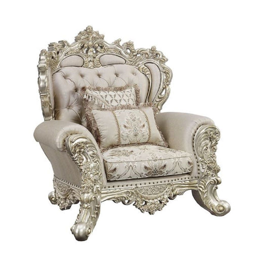 Danae - Chair - Fabric, Champagne & Gold Finish Unique Piece Furniture