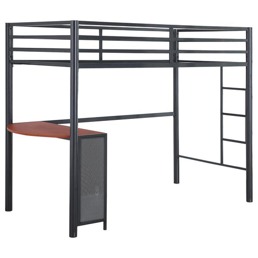 Fisher - Twin Workstation Loft Bed - Gunmetal Unique Piece Furniture