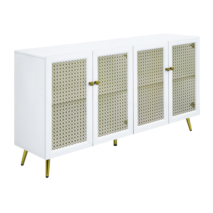Acme Gaerwn Console Cabinet With Led, White High Gloss Finish