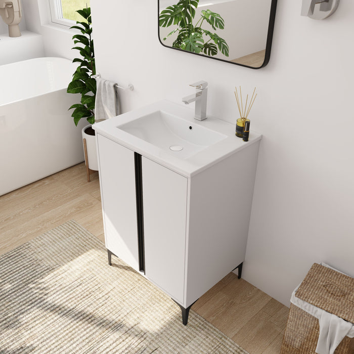 24" Freestanding Bathroom Vanity With Ceramic Sink