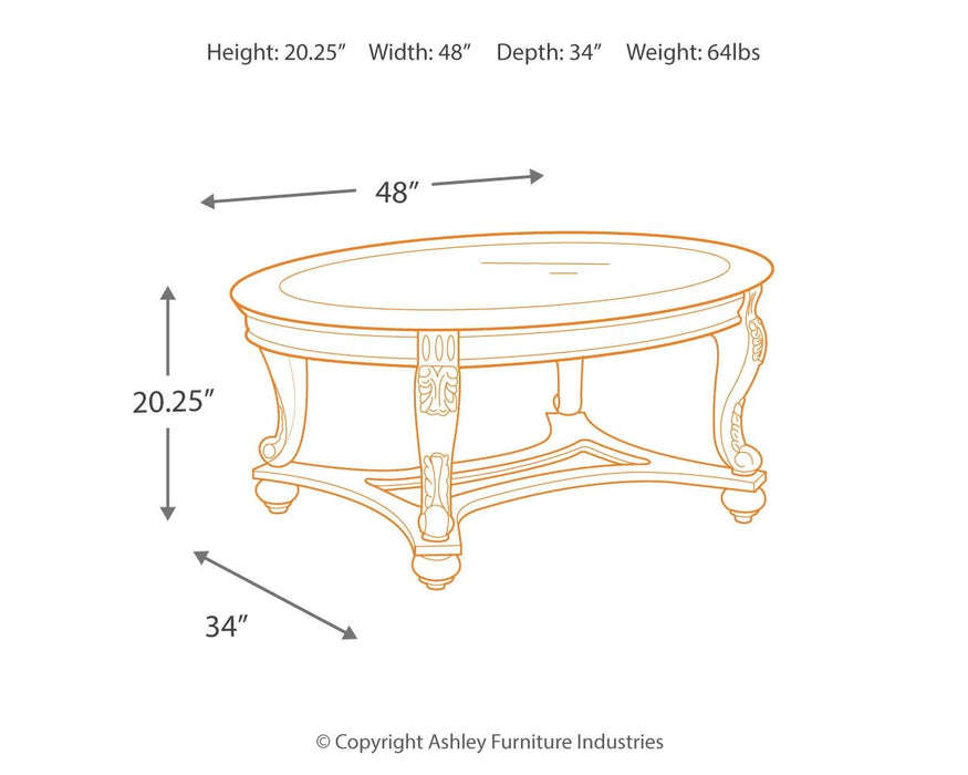 Norcastle - Dark Brown - Oval Cocktail Table Unique Piece Furniture