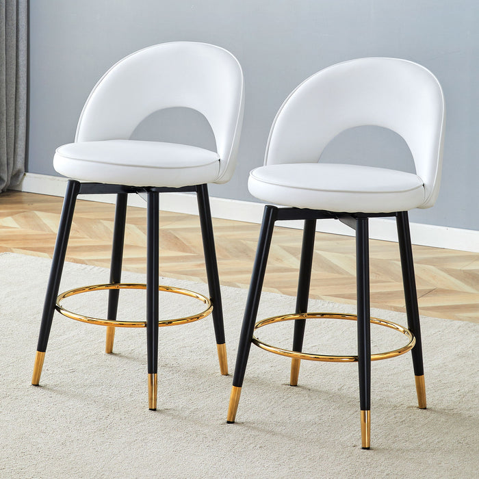 Upholstered Rotatable Bar Chair With Metal Legs For Dining Room
