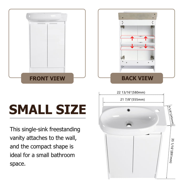 Freestanding Bathroom Vanity With Sink And Storage Rack, Soft Close Doors Base With Basin