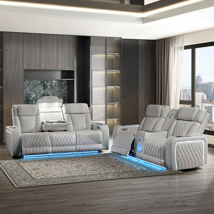 Electra - Power Reclining Set With Power Headrests, Massage And LED Lighting