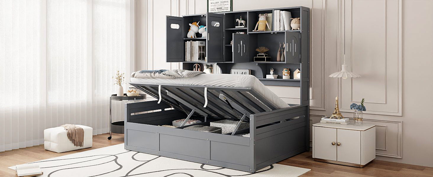 Daybed With All-In-One Cabinet And Shelf
