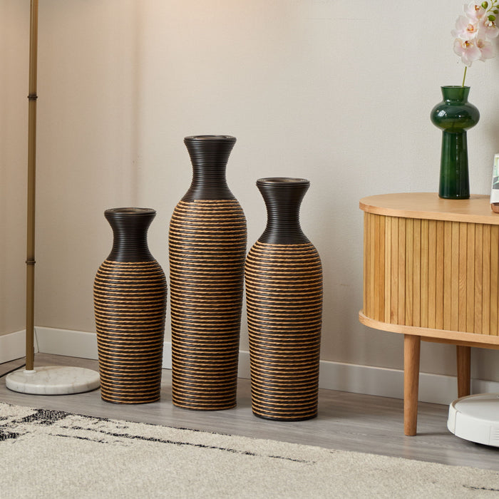 Classic And Neat Floor Vase, High Independent Flower Stand (Set of 3)