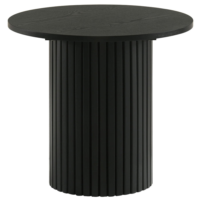 Hamlyn 3-piece Round Fluted Coffee and End Table Set Black