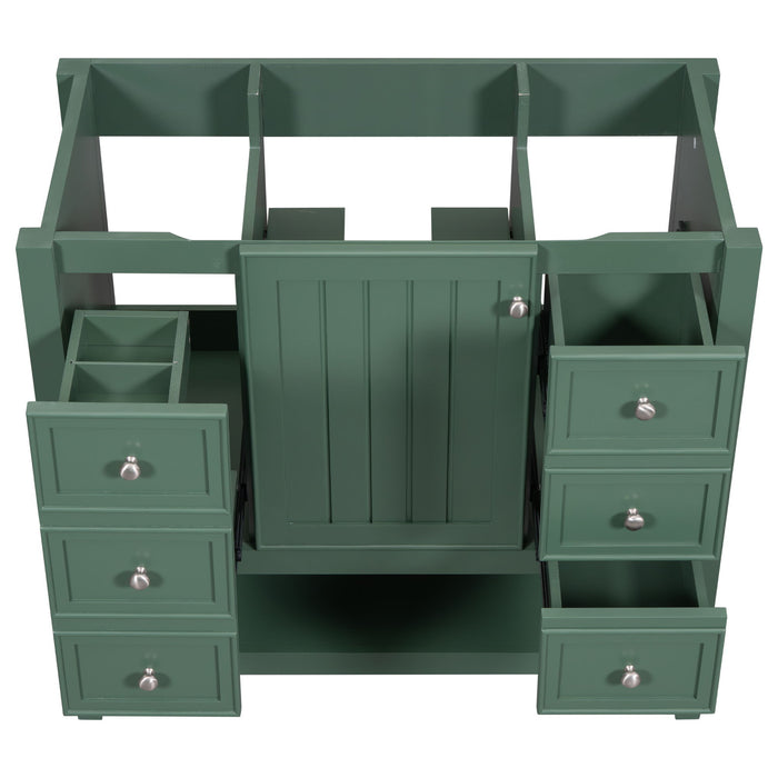 Bathroom Vanity Without Sink, Cabinet Base Only, One Cabinet And Three Drawers, Green