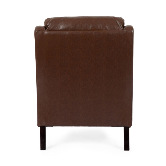 Contemporary Club Chair With Upholstered Fabric And Rubberwood Legs