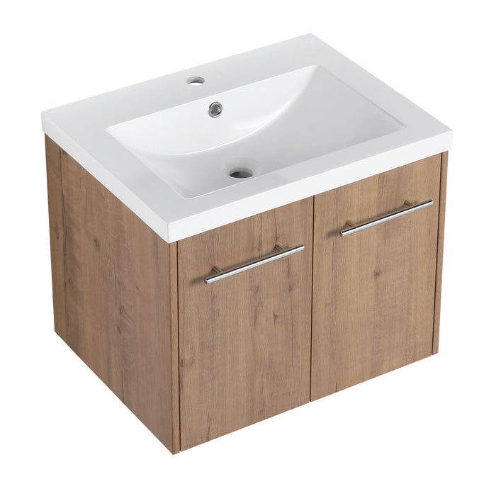 Modern Floating Bathroom Vanity With Resin Sink, Soft Close Doors