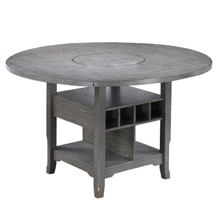 Contemporary Counter Height Dining Set With Built In Lazy Susan