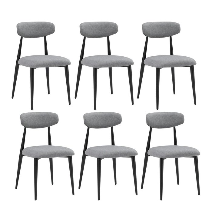 (Set of 6) Dining Chairs, Upholstered Chairs With Metal Legs For Kitchen Dining Room, Grey