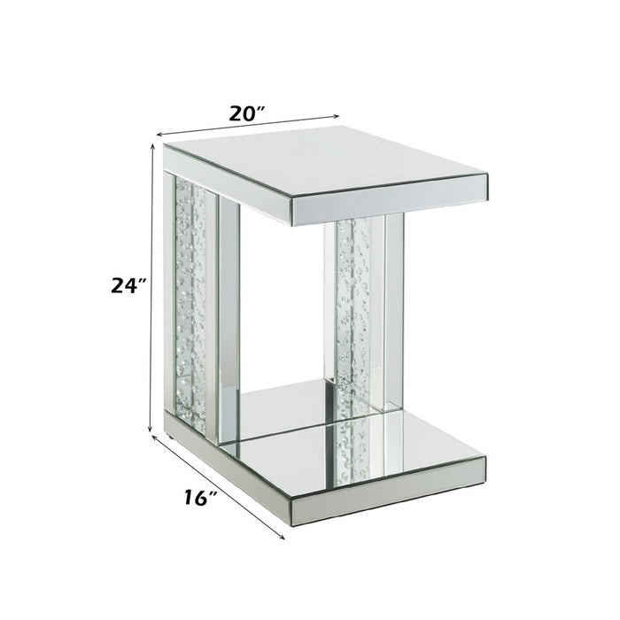 Nysa - 24" Accent Table - Mirrored & Faux Crystals Inlay