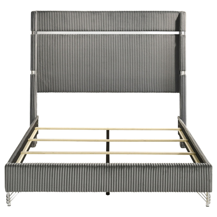 Lucia 61-inch Upholstered Queen Wingback Bed Grey