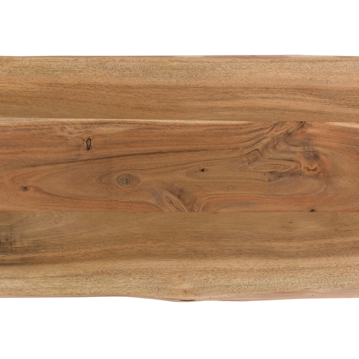 Farmhouse Design Acacia Wood Dining Bench With X Shaped Metal Legs - Brown / Chrome