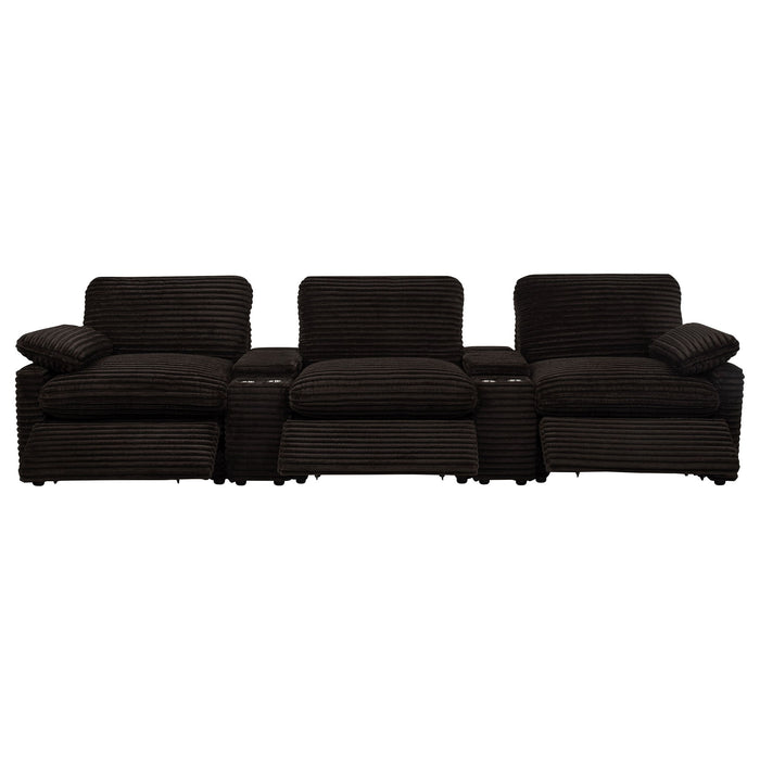 Collins 5-Piece Power Reclining Home Theater Seating Chocolate Brown