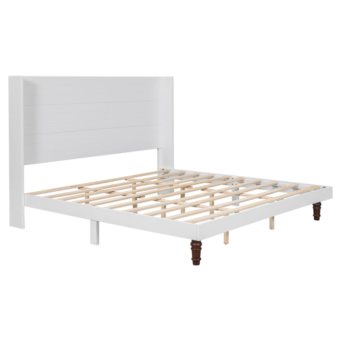 King Size, Stylish High Headboard Bed, High Quality - White