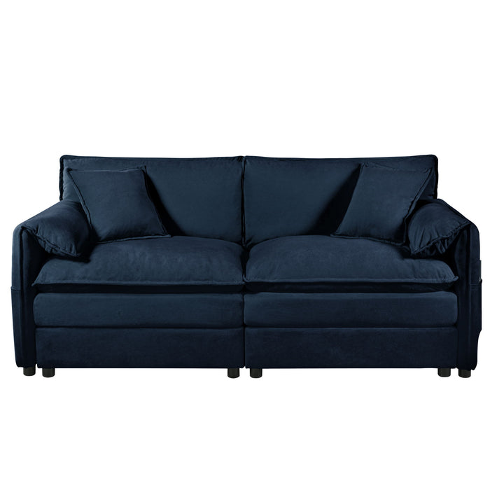 Modern Upholstered Chenille Loveseat And Armchair Set With Pillows